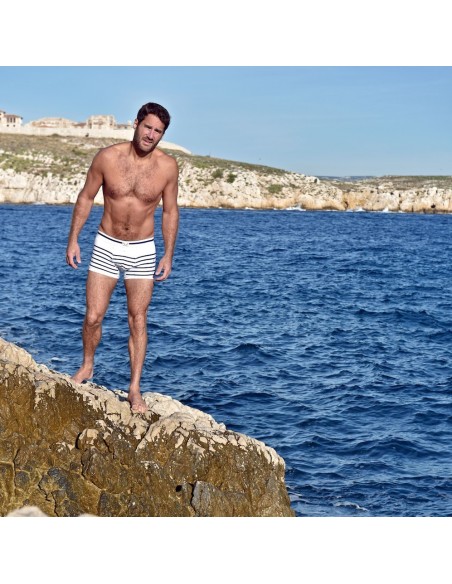 Bluebuck - Μποξεράκι Άσπρο με μπλε ρίγες