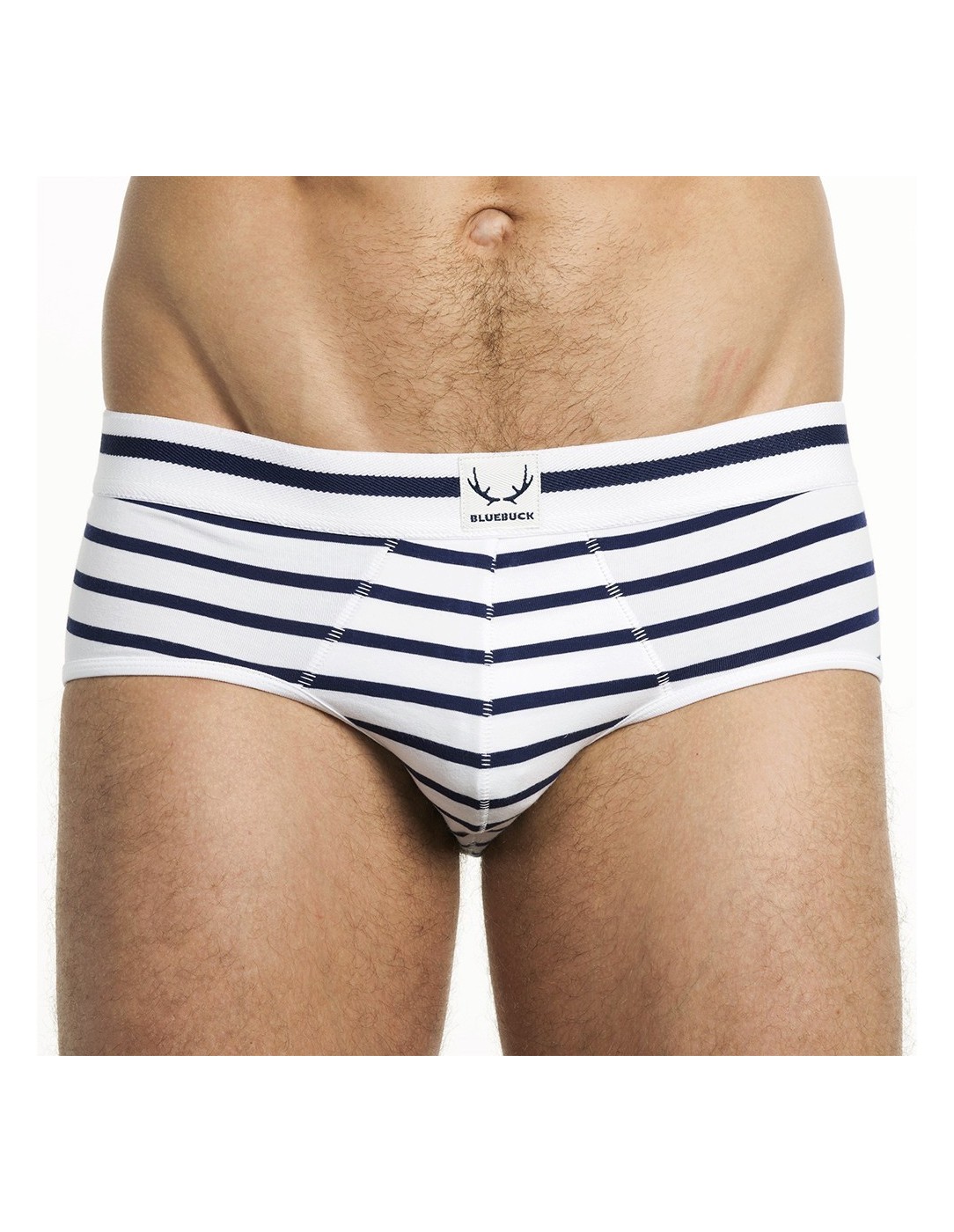 Bluebuck - White Briefs With Stripes