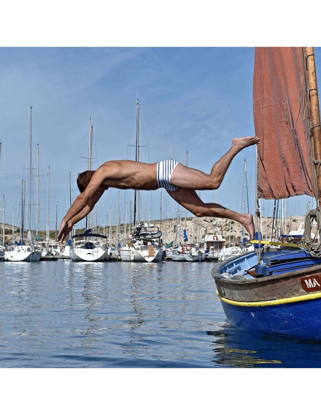 Bluebuck - White Briefs With Stripes