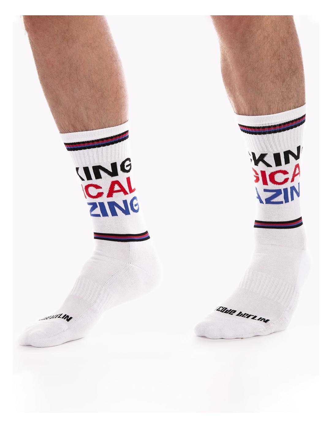 Barcode Berlin - Gym Socks Fucking Magical Amazing - Άσπρες με σχέδιο