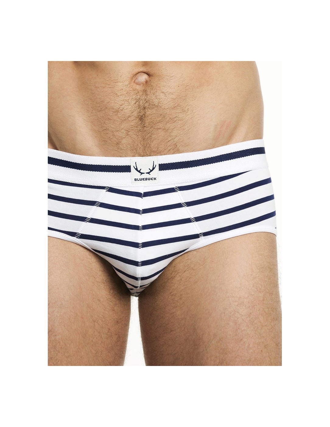 Bluebuck - White Briefs With Stripes