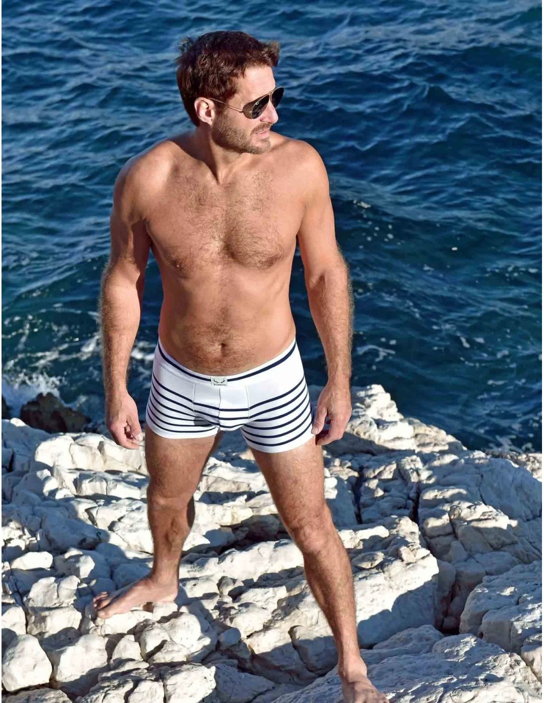 Bluebuck - Μποξεράκι Άσπρο με μπλε ρίγες