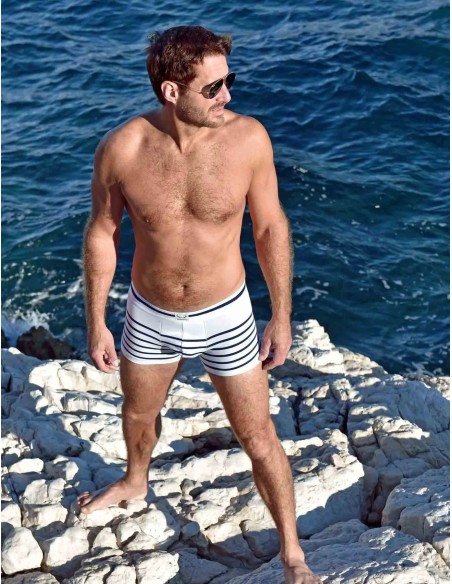 Bluebuck - Μποξεράκι Άσπρο με μπλε ρίγες