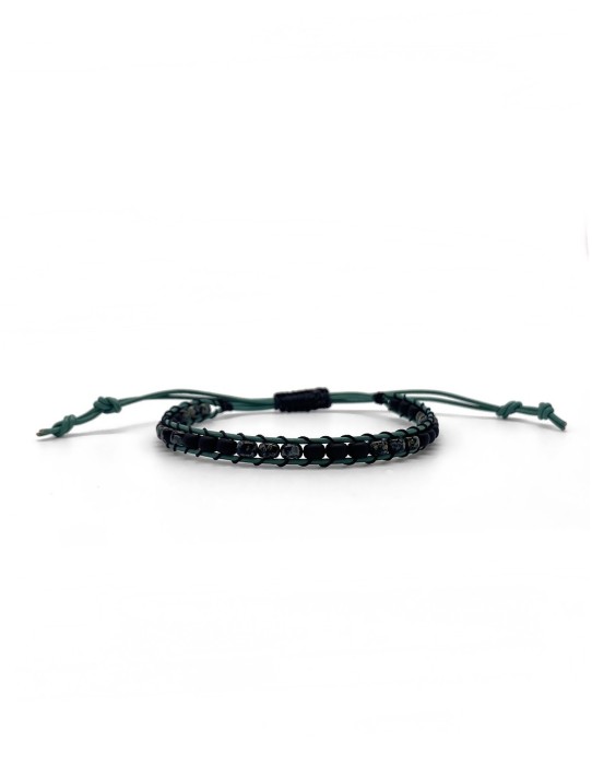 Zosimi Beads - Δερμάτινο Βραχιόλι - Τιρκουάζ με μαύρο και...