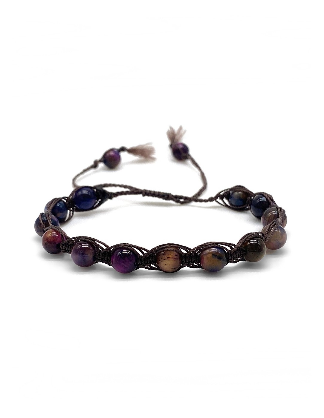 Zosimi Beads - Μοβ Γη Tiger's Eye Herringbone Βραχιόλι