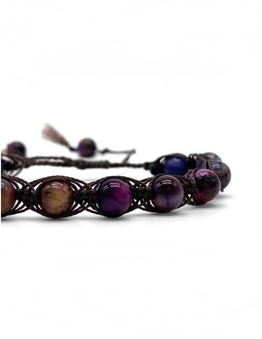 Zosimi Beads - Μοβ Γη Tiger's Eye Herringbone Βραχιόλι 2