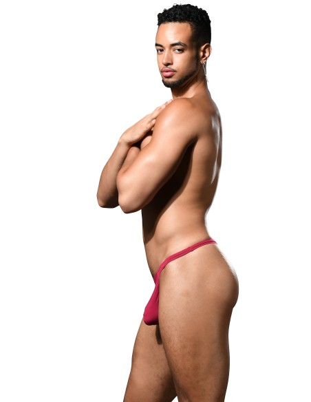 Andrew Christian - No-Show Μπαμπού Thong - Burgundy Κόκκινο