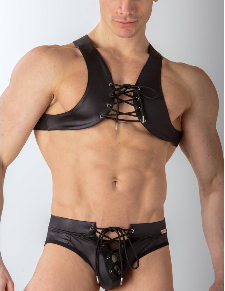 WOH - Night Universe Lace-Up Harness - Μαύρη Δερματίνη