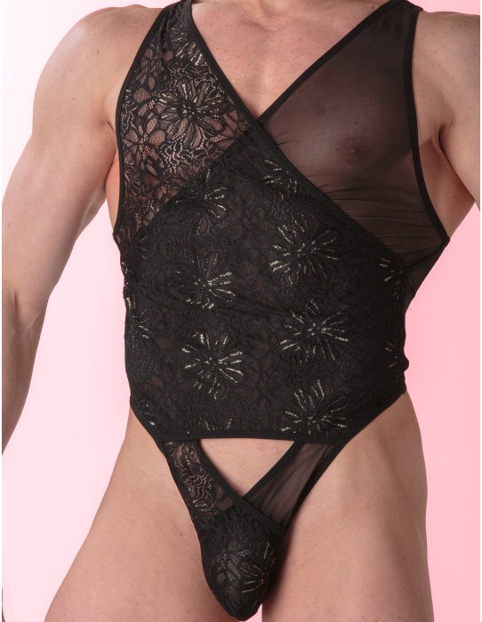 WOH - Pure Seduction Gold Lace Κορμάκι - Μαύρο 2