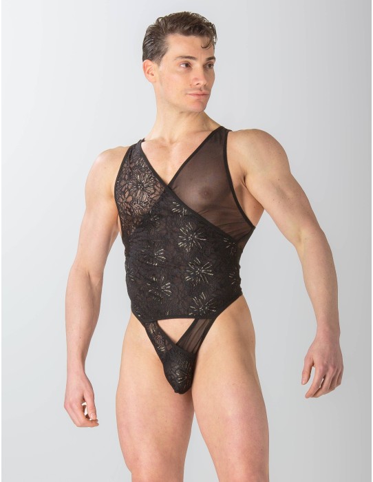 WOH - Pure Seduction Gold Lace Κορμάκι - Μαύρο