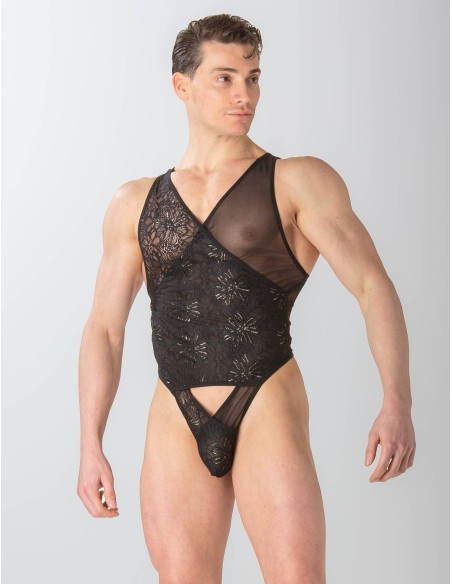 WOH - Pure Seduction Gold Lace Κορμάκι - Μαύρο