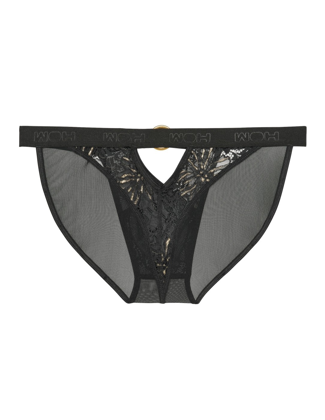 WOH - Pure Seduction Gold Lace Tanga Σλιπ - Μαύρο