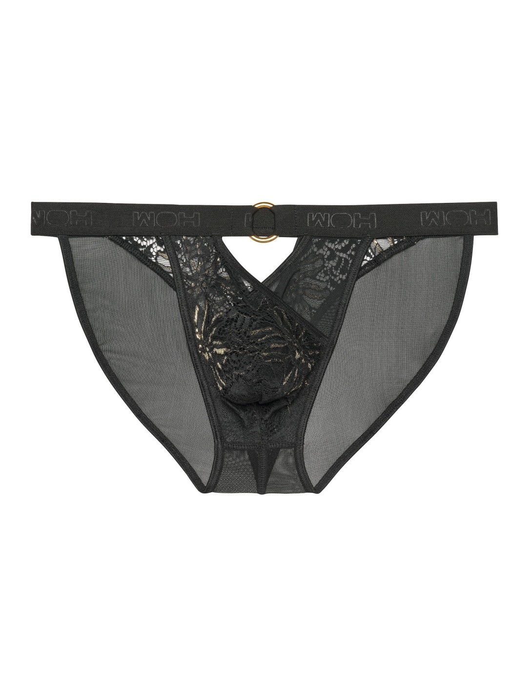 WOH - Pure Seduction Gold Lace Tanga Σλιπ - Μαύρο