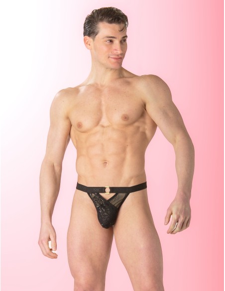 WOH - Pure Seduction Gold Lace Thong - Μαύρο