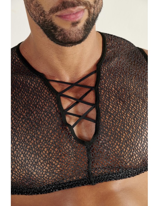 WOH - Night Universe Net Crop Top - Γκρι ασημί
