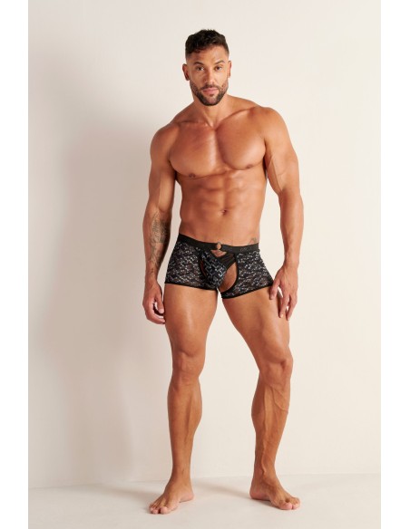 WOH - Pure Seduction Octagonal Lace Μπόξερ Thong - Μαύρο