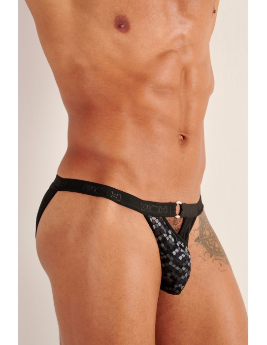 WOH - Pure Seduction Octagonal Lace Tanga Σλιπ - Μαύρο
