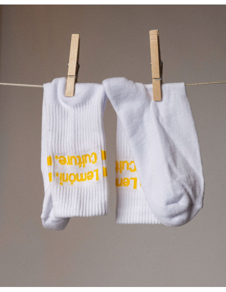 Lemoni Culture - The Two-Stripe Culture Socks - White